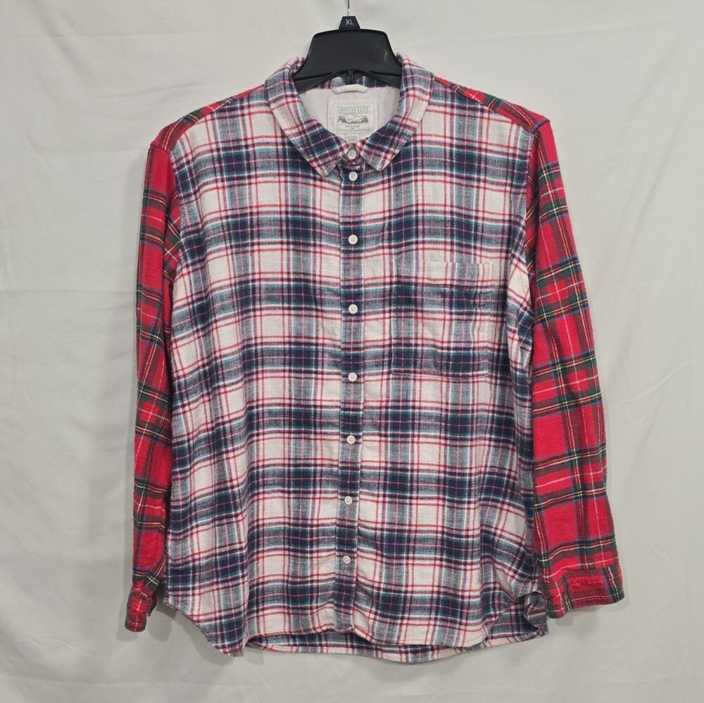 American Eagle Outfitters Men's XL Patchwork Plaid Flannel Cotton Button-Up